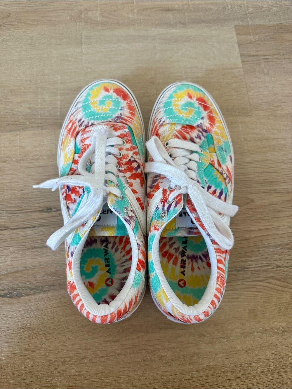 Airwalk Tie-Dye Canvas Sneakers in Turquoise, Yellow Orange Purple White & Coral